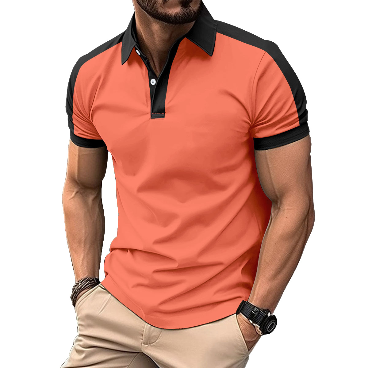 Herr polotröja sommar casual kortärmad med krage enfärgad_voghion.com