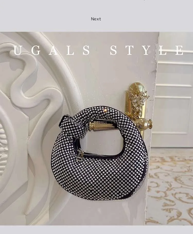 Borsa a tracolla da donna in raso con pochette da sera in cristallo lucido Dias, da sposa e da festa_voghion.com
