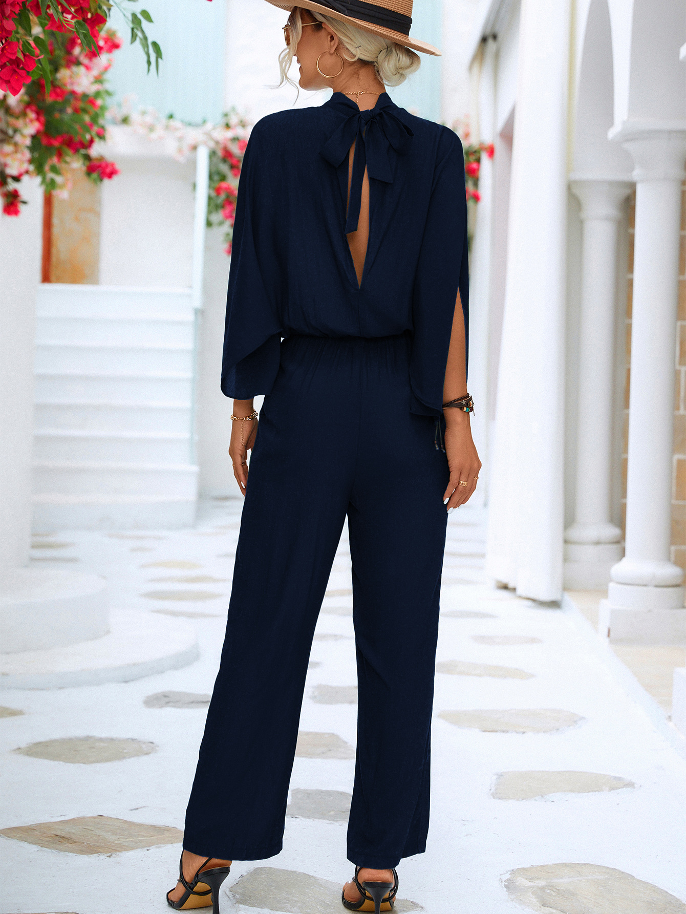 Women's Stand-up Collar Jumpsuit_voghion.com