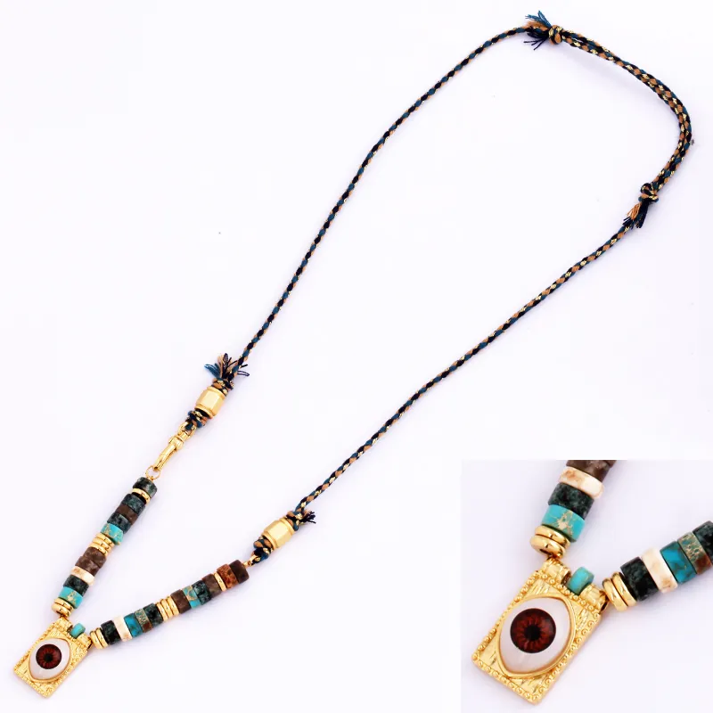Catene Stile Multi Colore Corda Intrecciata Stella Luna Cuore Mano Occhio Collana Ciondolo Unico Mix Pietra Oro Cordino di Cotone Gioielli_voghion.com