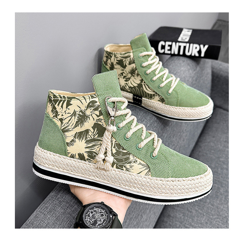 High top canva autumn niche cloth with thick ole elevated height caual board for young port and leiure men'_voghion.com