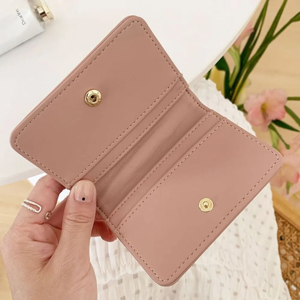 New Wrinkled Bag Anti Thief Solid Color Card Case Ultrathin PU Leather Short Purse Woman_voghion.com