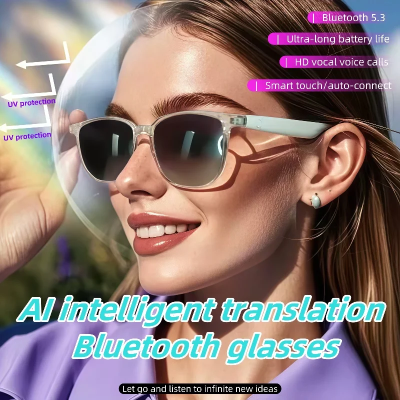 Smart Glasses AI Bluetooth Call Translation Voice Assistant Glasses UV Protection Sunglasses Anti Blue Ray Eyeglasses_voghion.com