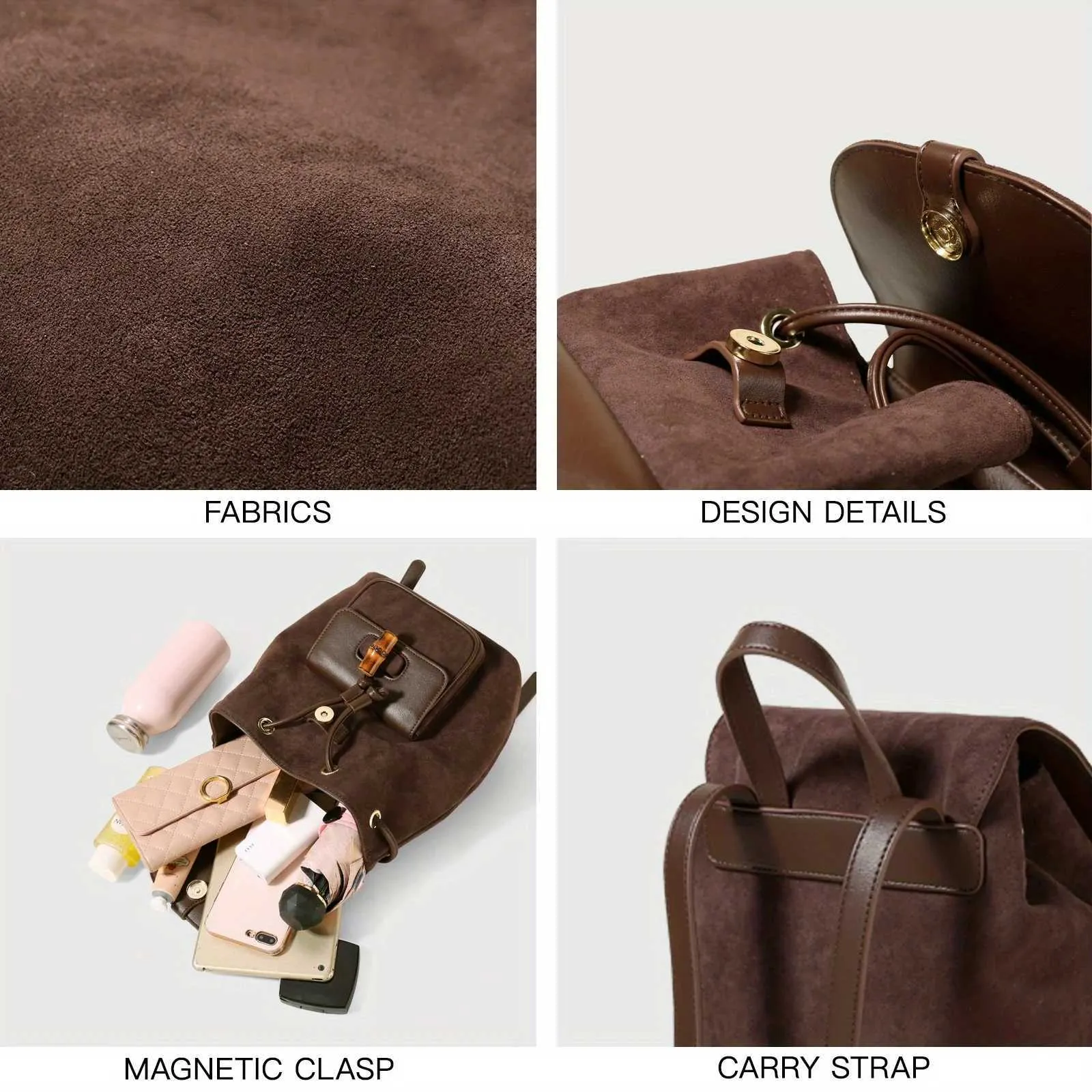 TOUTOU Damen-Rucksack, großes Fassungsvermögen, Festival-Stil, kleiner Retro-Rucksack, vielseitig einsetzbar, Nische, Schulrucksack, 241107_voghion.com