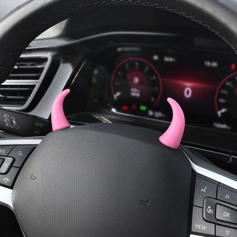 New Creative Trendy Small Bull Devil Horn Center Console Display Steering Wheel Cute Car Decoration_voghion.com