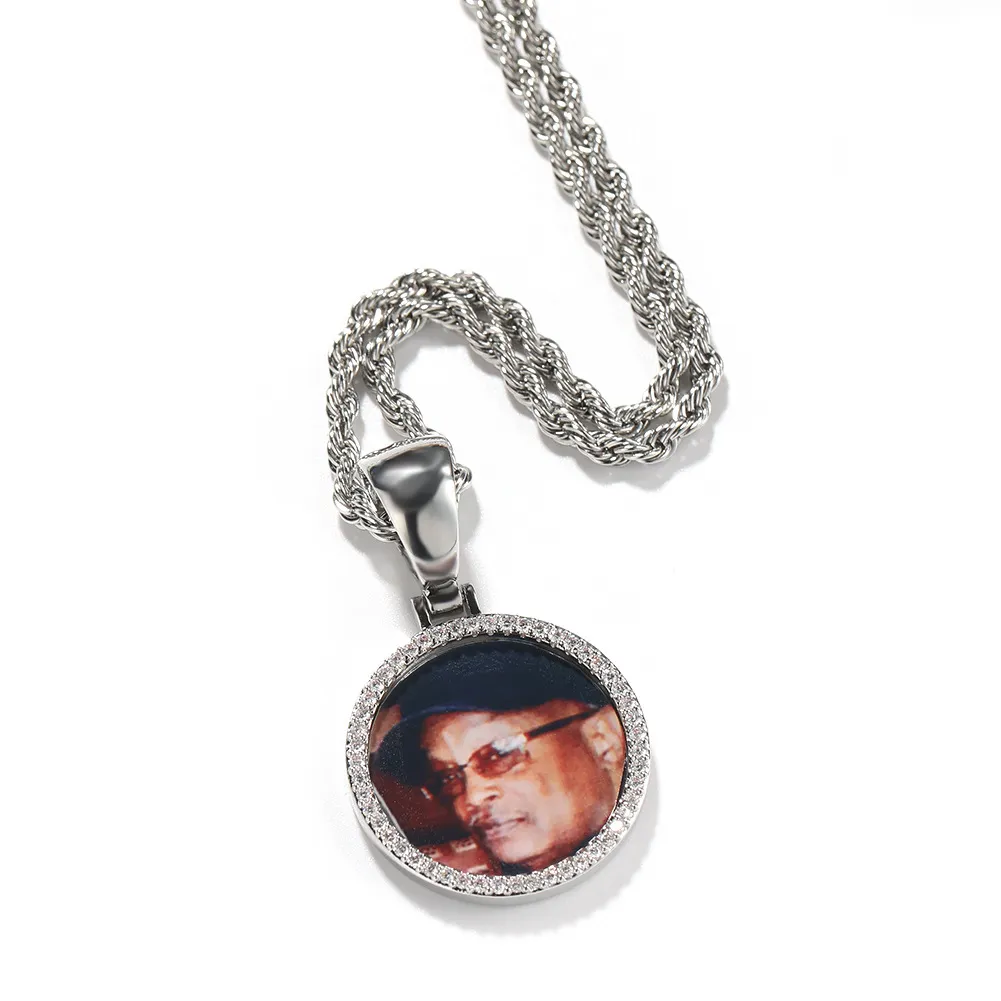 8 Styles Fine Quality Custom Photo Pendant Necklace Cubic Zircon Hip Hop Personalized DIY Picture Jewelry Bijoux_voghion.com