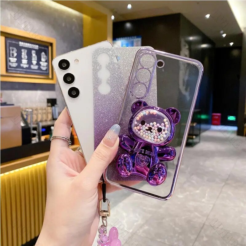 Coque Xiaomi Avec Support Téléphone Et Motif Ours Et Fleurs_voghion.com