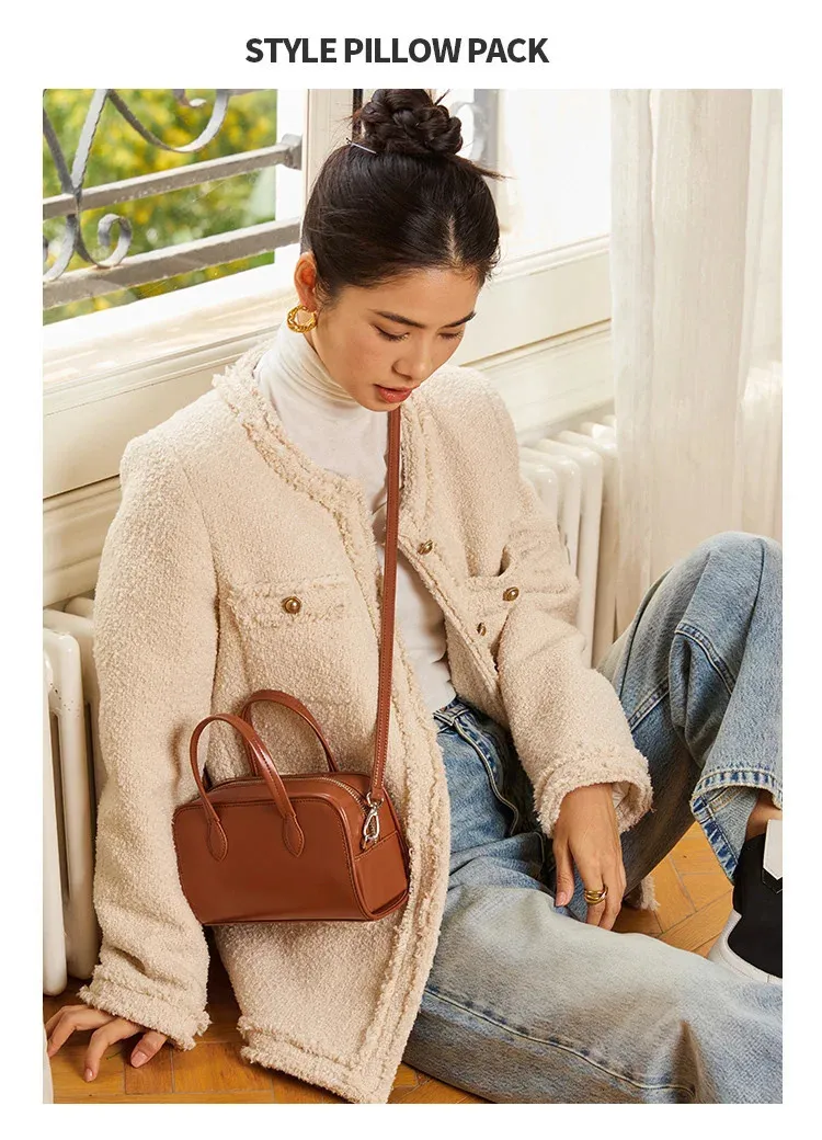 Genuine Leather Small Boston Handbag Retro Shoulder Crossbody Bag_voghion.com