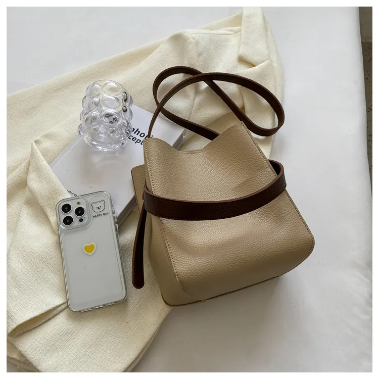 Serata Bas Sinle Spalla Crossbody Ba Donna Colore Puro Moda Desiner PU Composito Secchiello Signore Casual_voghion.com