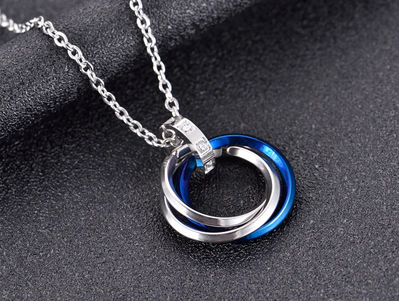 Interlocking Circle Pendant Necklace Stainless Steel Geometric_voghion.com