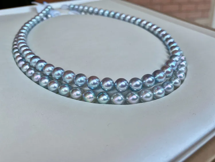 Collier de perles rondes grises authentiques naturelles de la mer du Sud de 18 pouces et 8 à 9 mm pour femmes, bijoux ras du cou_voghion.com