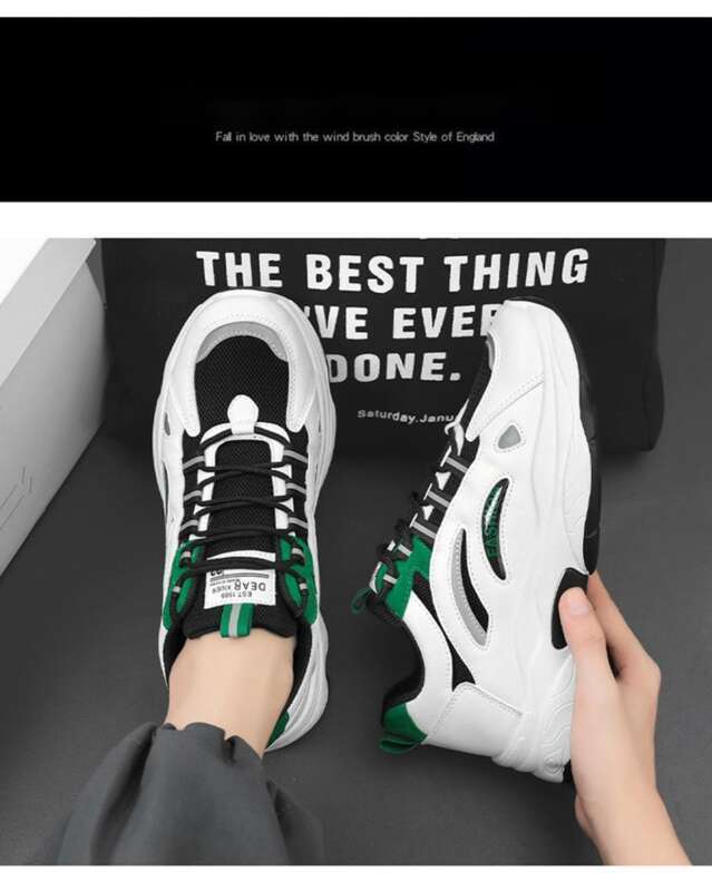 Scarpe casual da papà con aumento dell'altezza bianche, nuove, traspiranti, sportive, alla moda e versatili, da uomo_voghion.com