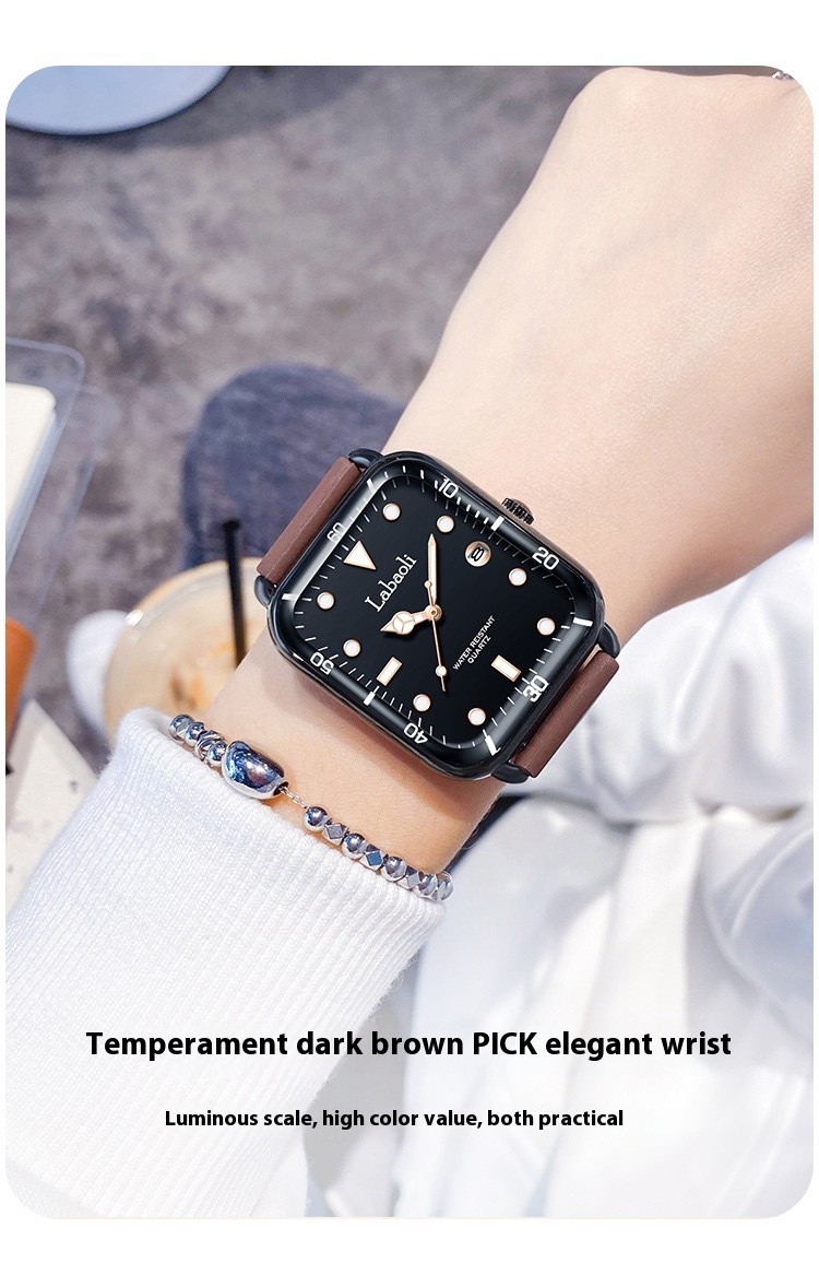 Labaoli New Scale avec calendrier carré montre pour femme, montre polyvalente décontractée_voghion.com