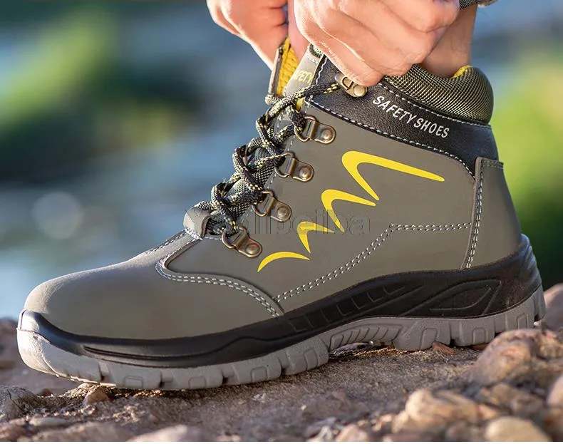 Für Sicherheit Wasserdichte Sicherheit Knöchel Schuhe Anti-smashing Stahl Kappe Kappe Winter Männer Bau Arbeit Stiefel a60c_voghion.com