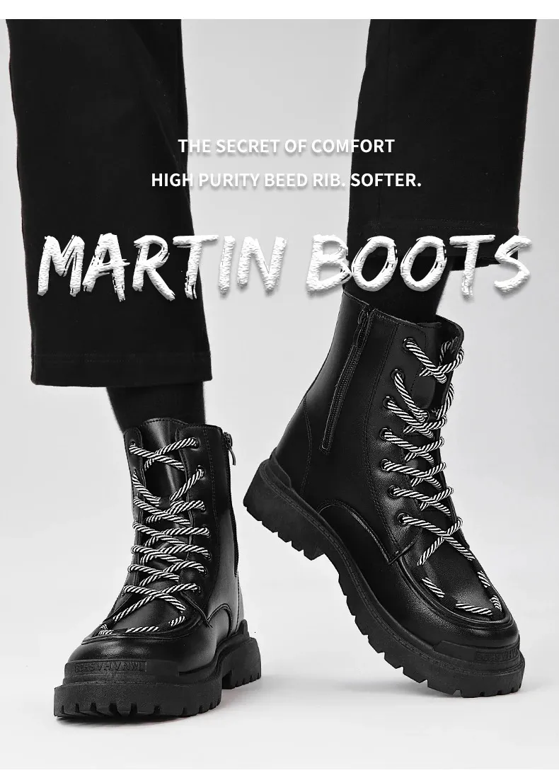 Bottes montantes en cuir pour homme, grandes tailles, pour loisirs, randonnée, travail, tendance, semelle épaisse, antidérapantes, 250425_voghion.com