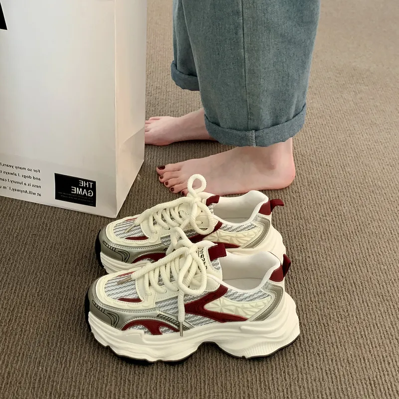 Ademende herensneakers voor dames met dikke zool voor comfortabele ondersteuning | &_voghion.com