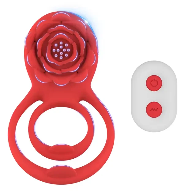 Rose Penis Ring Vibrator Silicone G-spot And Clitoral Stimulator_voghion.com