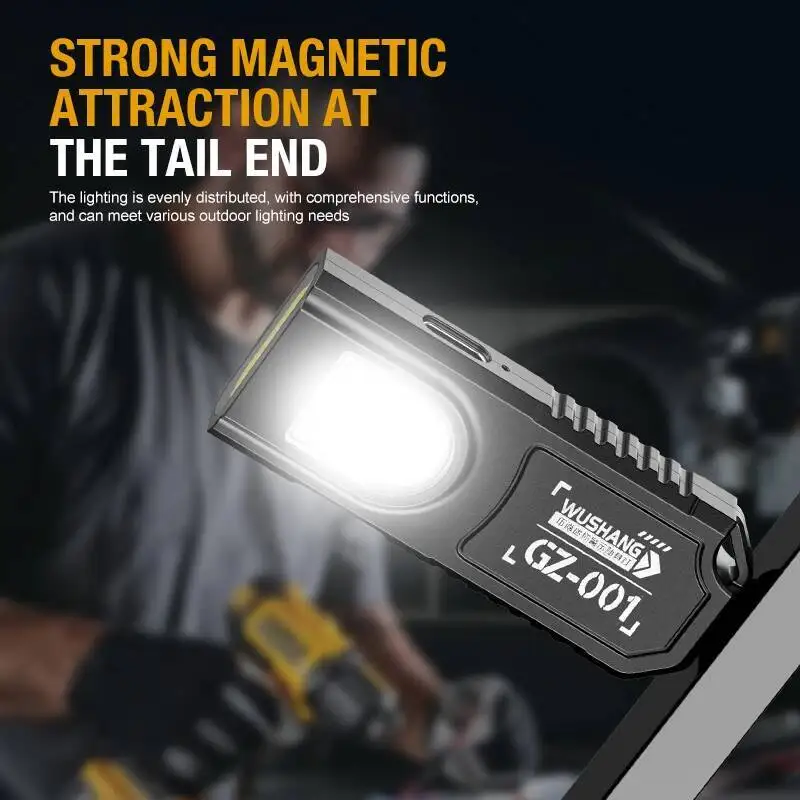 Leistungsstarke Mini-COB-LED-Schlüsselanhänger-Taschenlampe, USB-C-aufladbar, wasserdicht, ideal zum Aufhängen, für Camping und Wandern._voghion.com