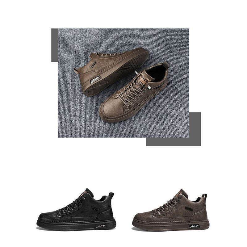 Frühling Neue atmungsaktive High Top Herrenmode Vielseitige schwarze Leder Casual Anti Slip Chef Board Schuhe_voghion.com