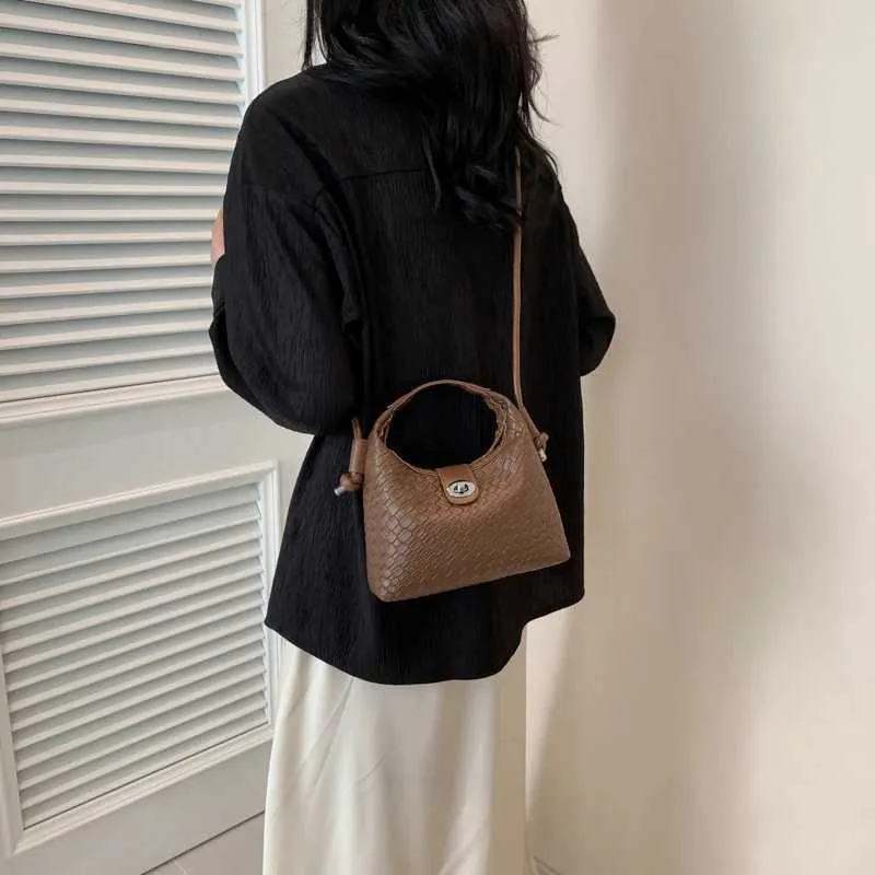 Elegante Geflochtene Pu-leder-eimerhandtasche Als Umhängetasche_voghion.com