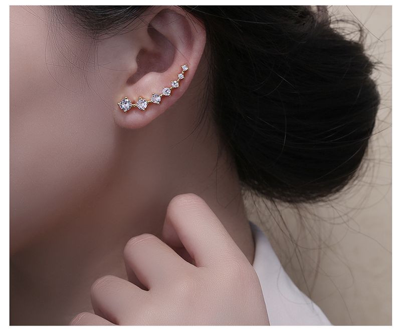 Stile freddo multi zircone per orecchini da donna in argento sterling dal design versatile e dal temperamento semplice_voghion.com