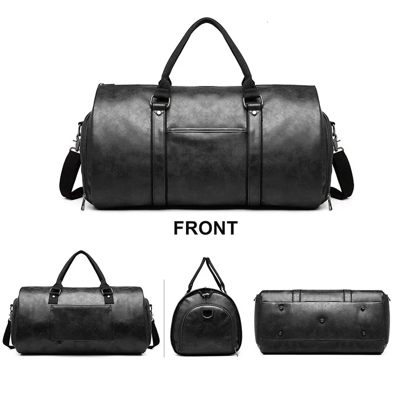 Foldable Suit Garment Shoulder Bag PU Leather Large Capacity Travel Lage Business Handbags Convertible tote Women Men_voghion.com