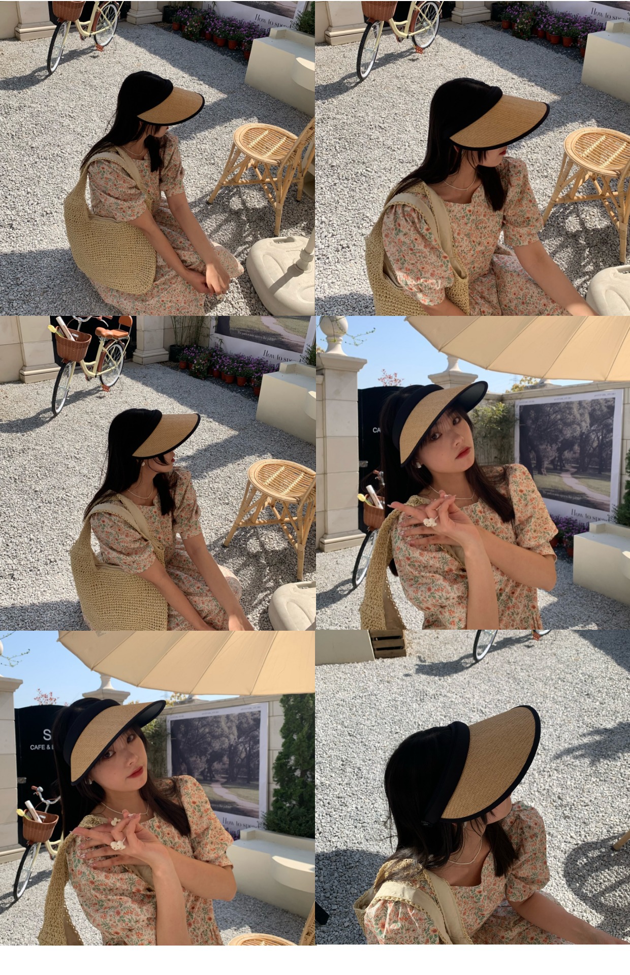 Spring New Hardtop Straw Weaving Empty Top Women's Big Eaves and UV Summer Cycling Sun Protection Hat_voghion.com