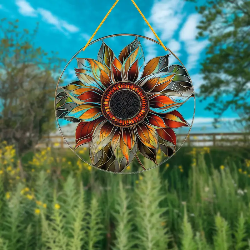 Acchiappasole a forma di girasole 20x20 cm - Graziosa decorazione da appendere in acrilico. Perfetta per pareti, finestre e verande. Un regalo creativo ideale per le feste._voghion.com