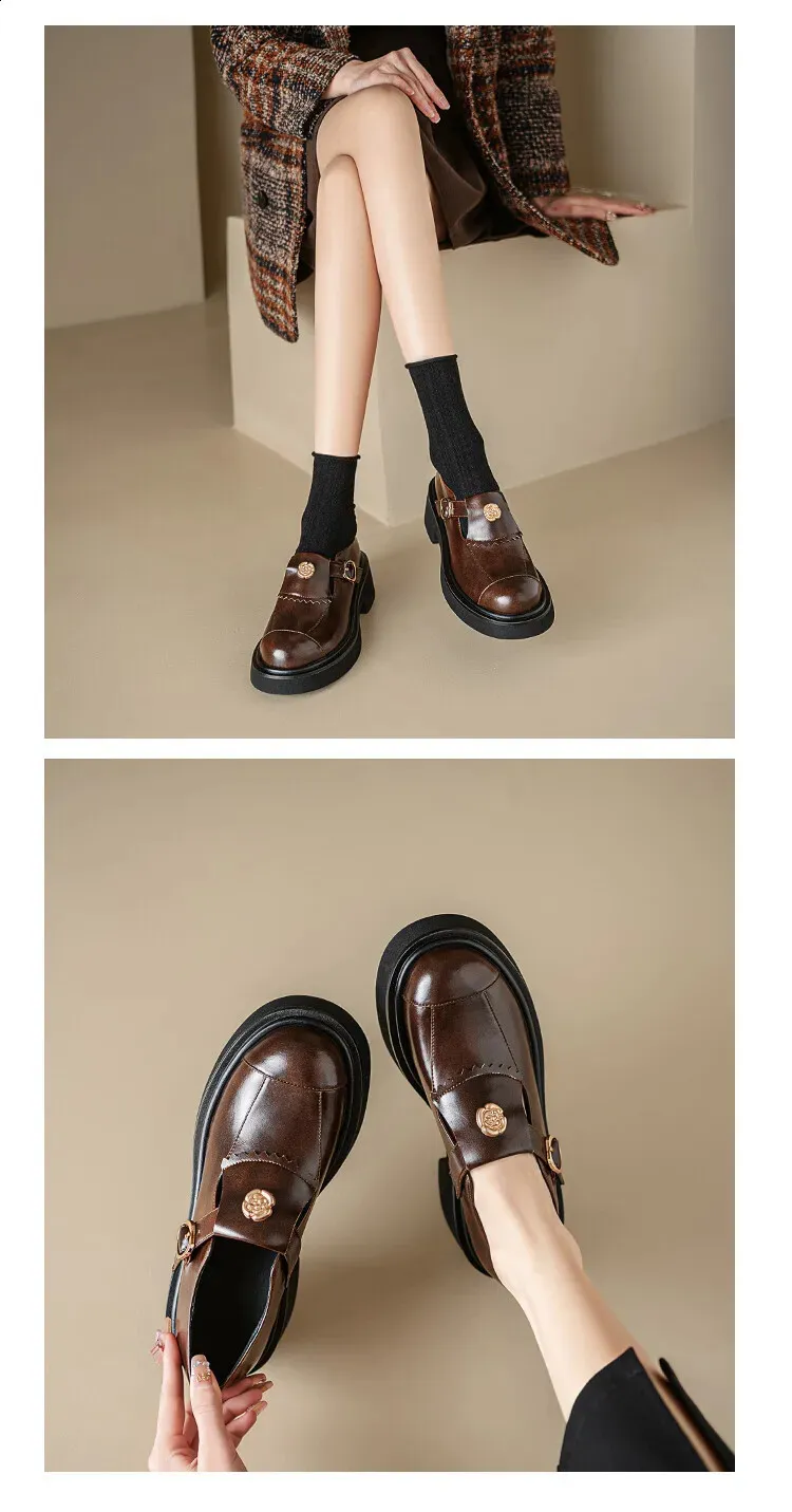 Chaussures en laine française pour femme, style britannique, mode printanière décontractée, semelle épaisse, pointure 240904_voghion.com