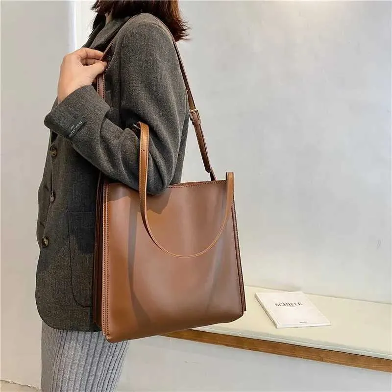 Women's Shoulder Bag Large Capacity Pu Leather Retro Bucket Bag_voghion.com