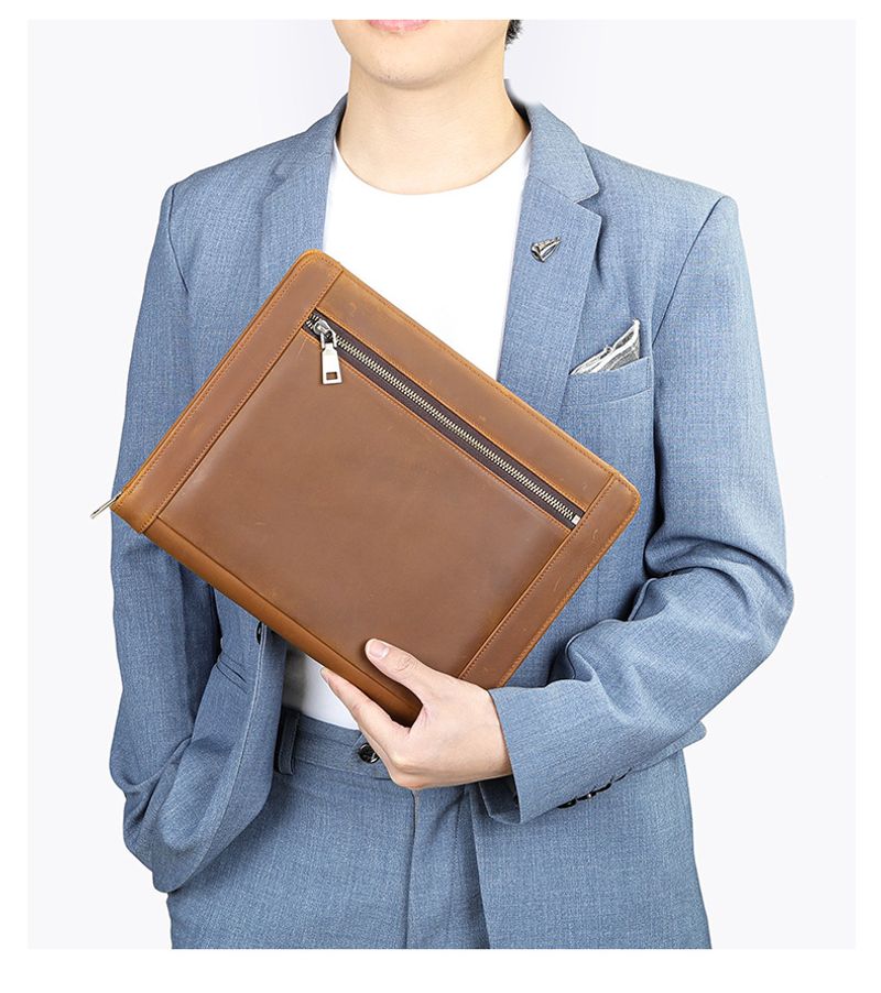 Die neue Crazy Horse Leder Clut, multifunktionale iPad Aufbewahrungstase, große Kapazität Business Retro Herren_voghion.com
