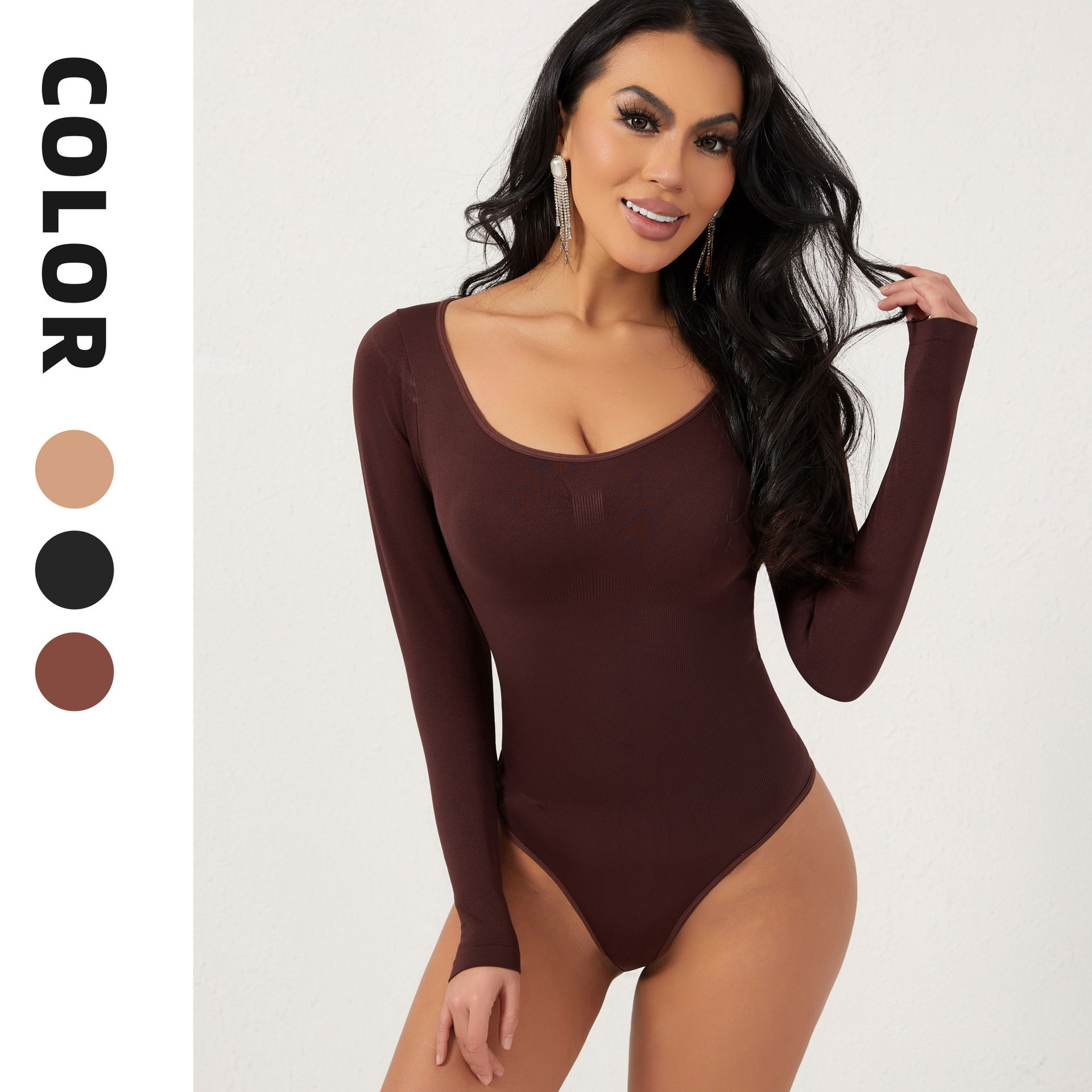 Seamless Shapewear Bodysuit For Women – Tummy Control, Butt Lift & Waist Trainer With Long Sleeves, Slimming Full-Body Compression