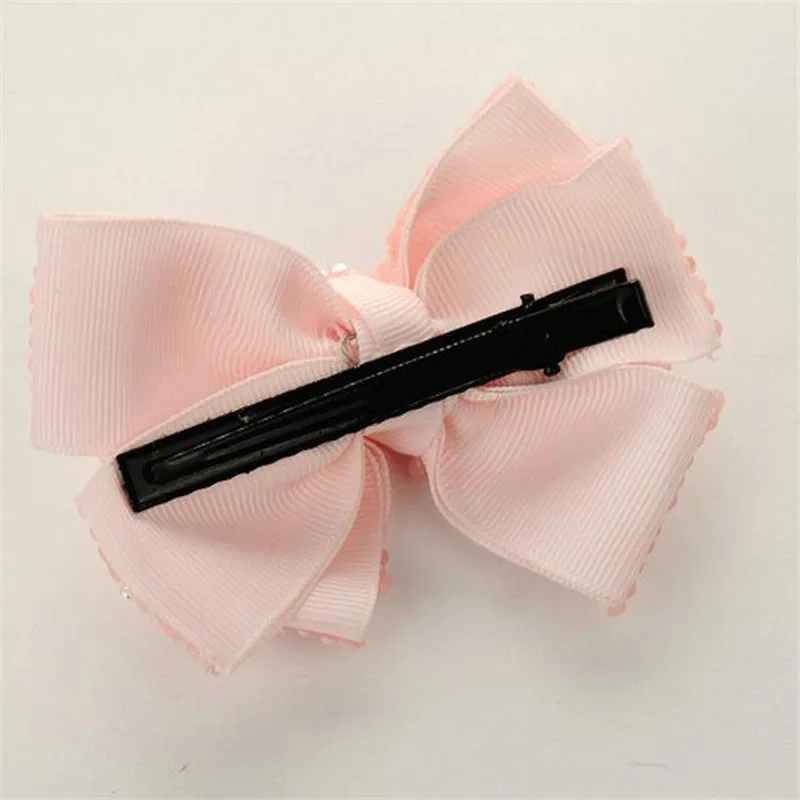 12 Pçs/lote 4" Strass Simples Com Clipes Pretos Para Crianças Meninas Boutique Laços De Cristal Grampos De Cabelo Acessórios Para Cabelo 6 Cores_voghion.com