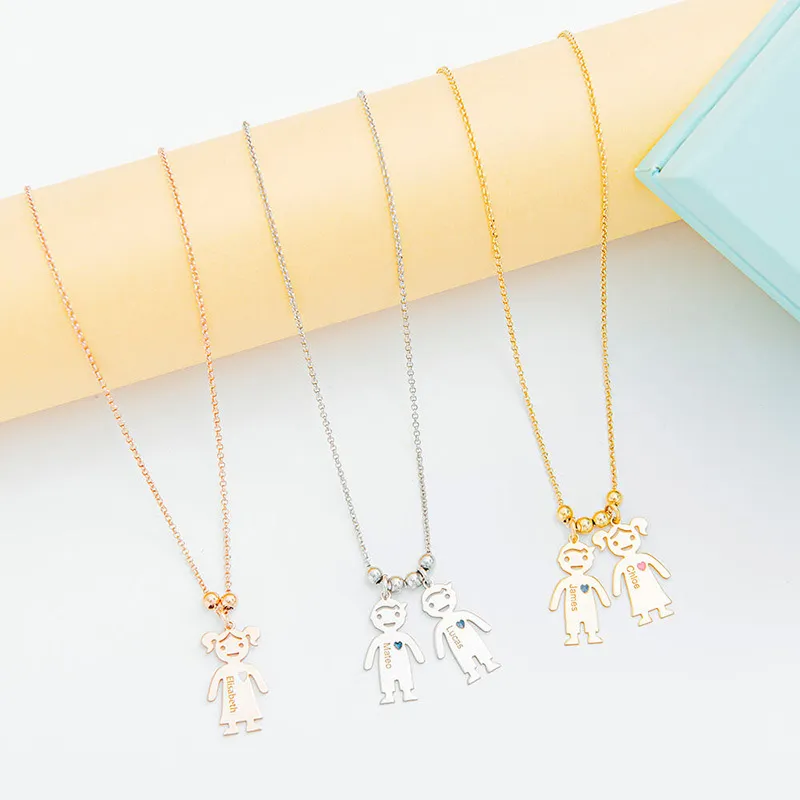 Chains Engraved Letter Name Doll Pendant Necklace Cute Couple For Men Women Couples_voghion.com