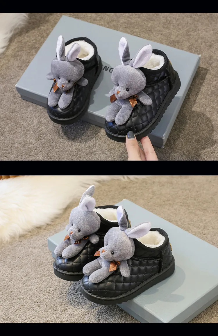 Winter Girls Plus Veet Warm Toddler Snow Cartoon Rabbit Cotton Children Ankle Boots Non-slip Causal Shoes Sizes US 8C-4Y_desvips.com