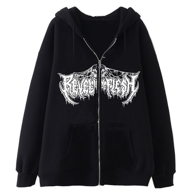 Herrenbekleidung: Sweatshirts mit dunklem Totenkopf-Skelett für Männer und Frauen, Hoodies, Gothic-Paare, Harajuku-Sweatshirts mit großem Metallreißverschluss_voghion.com