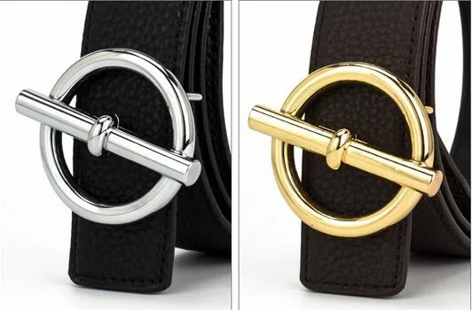 Cinture con fibbia grande firmate 2023, moda uomo donna, cintura in vera pelle, larghezza 3,4 cm, fibbie color argento dorato_voghion.com