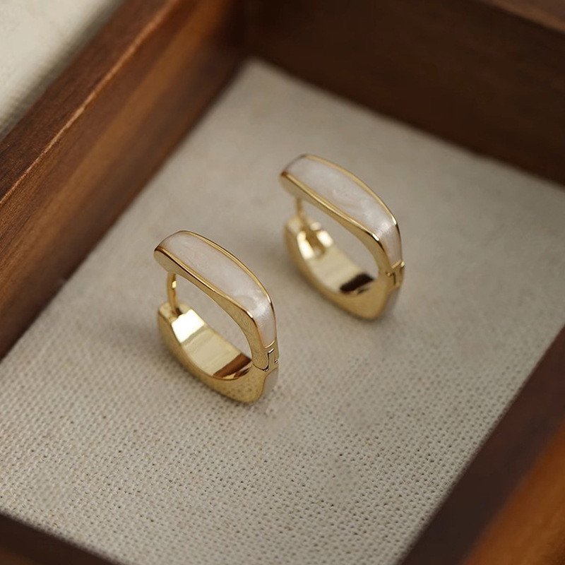 Enamel earrings, light luxury, high-end temperament, new trendy earrings, niche design, versatile earrings for women