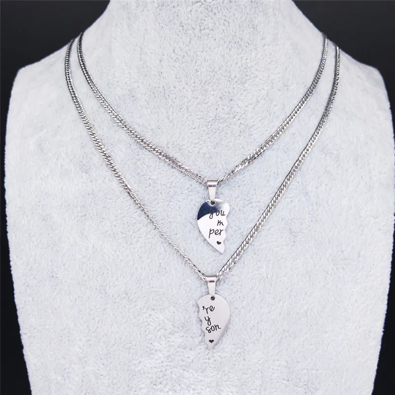 Colliers pendentifs 2pls You Are My Person Collier couple en acier inoxydable femmes hommes couleur argent bijoux Cadenas_voghion.com
