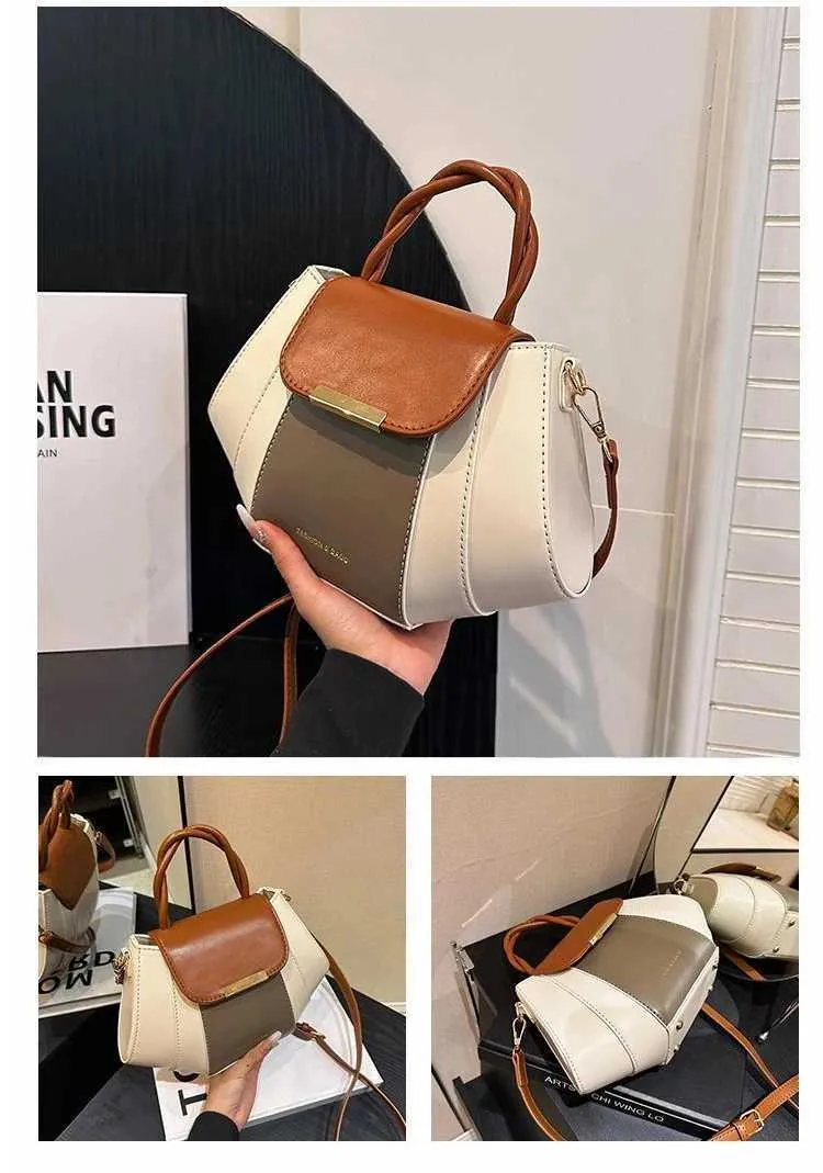 Explosions Contrast Color Portable Female Spring and Summer Niche Design Joker Small Bag Advanced Texture Shoulder_voghion.com