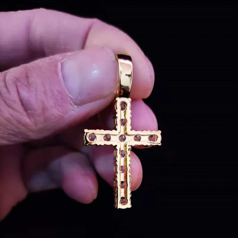 Anheng Halskjeder Menn Kvinner Hip Hop Cross Halskjede Med 4mm Zircon Tennis Kjede Iced Out Bling HipHop Smykker Mote_voghion.com