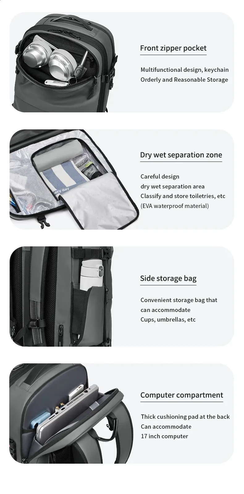 Sac à dos de voyage à compression sous vide pour hommes, sac à dos d'école de grande capacité pour ordinateur portable de 17 pouces, sac à dos de randonnée étendu 240729_voghion.com