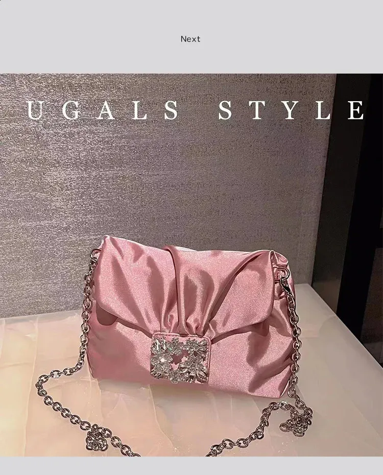 Elegante borsa da sera in raso pochette e borsa a tracolla_voghion.com