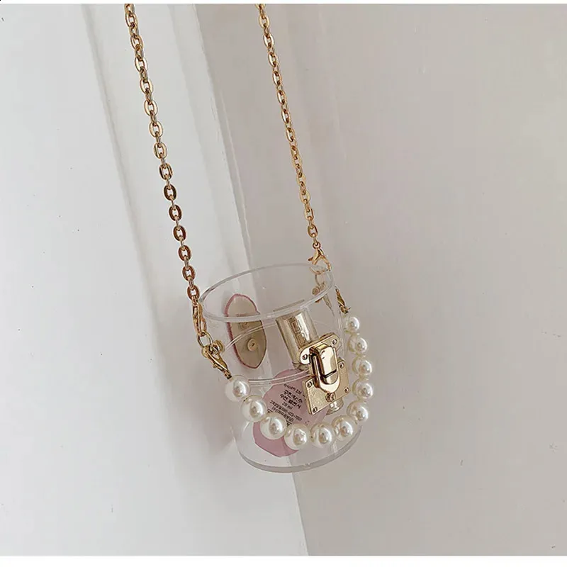 Mini Transparent Crossbody Bag With Pearl Handle Shoulder Purse_voghion.com