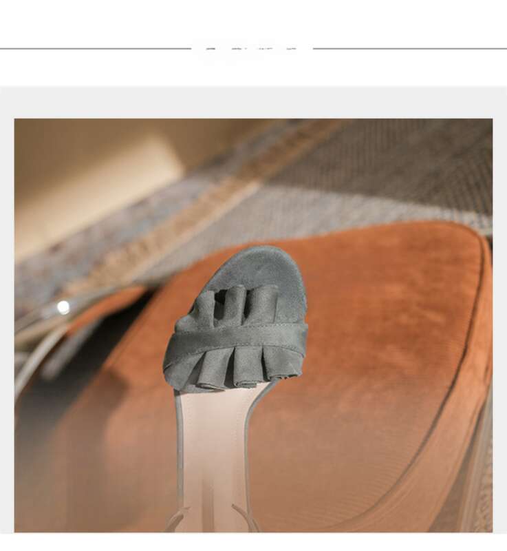 Heels 2025 Summer New Versatile Ruffle Velvet Sandals_voghion.com