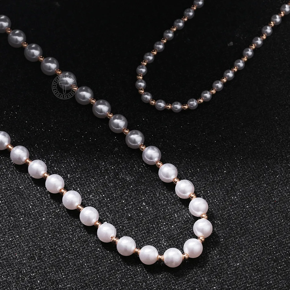 Elegante Imitationsperlenkette Mit Roségoldkette Für Damen_voghion.com