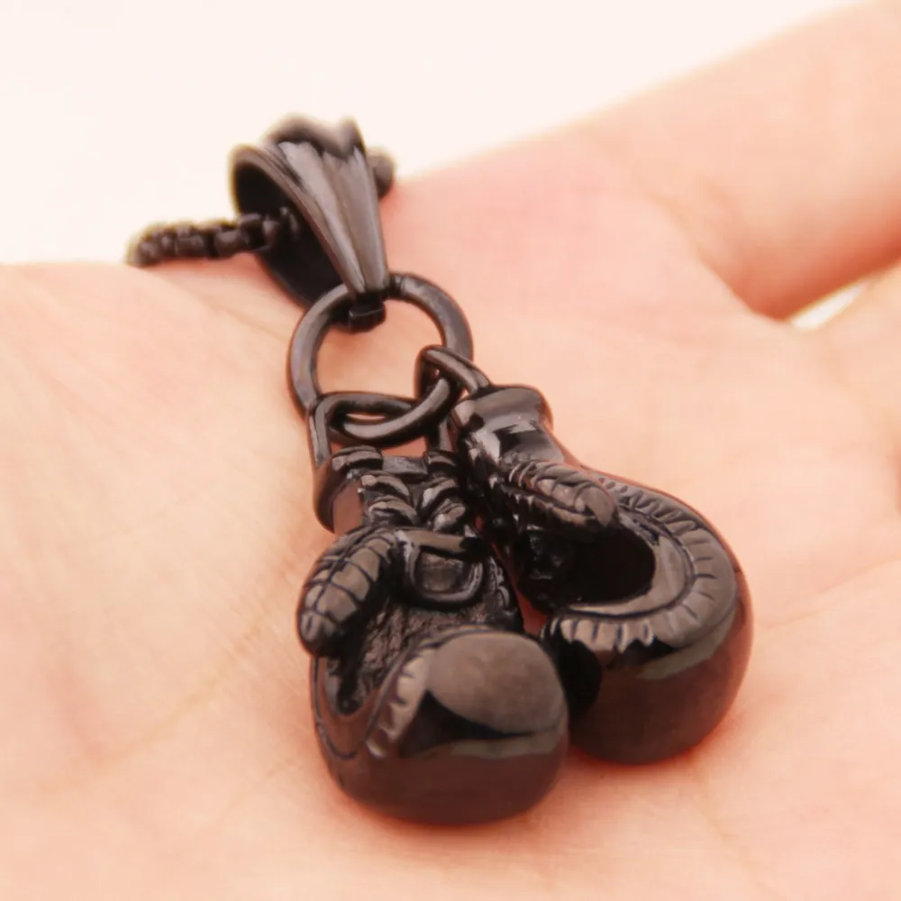 Pendant Necklaces 2pcs/set Mens Unisex Stainless Steel Sier Color/gold Black Boxing Gloves Necklace Sport Colar Jewelry_voghion.com