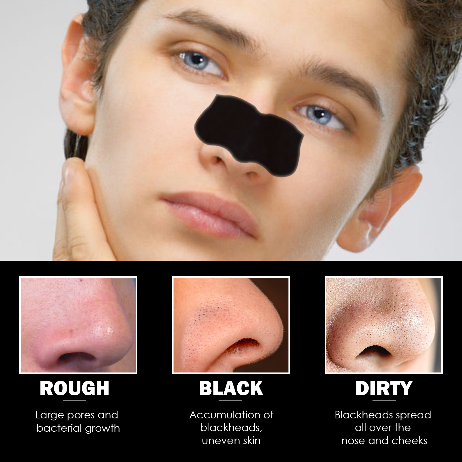 EAST MOON Maschera per naso maschile, acne, pulizia dei punti neri, rassodante, restringimento dei pori e lacrimazione_voghion.com