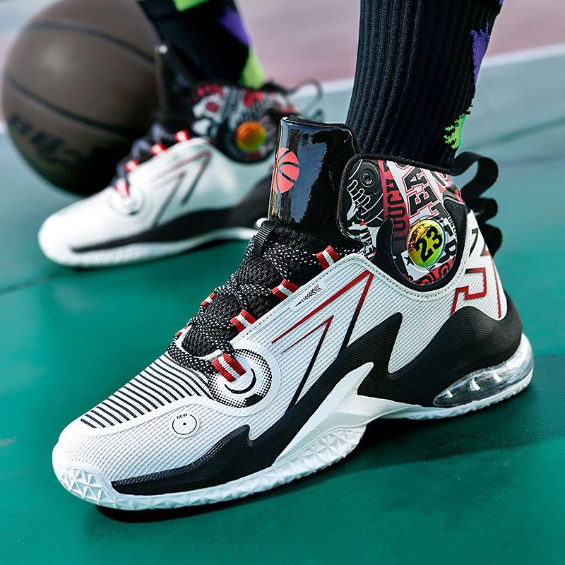Air cushion high top basketball shoes men's mesh breathable professional training game sneakers trend_voghion.com