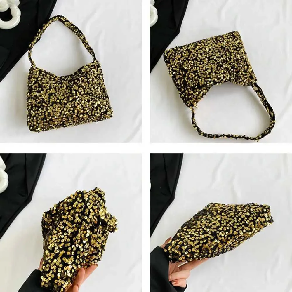 Borsa a tracolla tinta unita alla moda in stile coreano INS da sera, pochette sottobraccio, paillettes, borsa a tracolla da donna C241218_voghion.com
